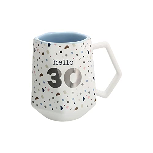 Pavilion - Hello 30-17 ounce Geometric Cup, Confetti Cup, Birthday Mug, Birthday Cup, Birthday Cups for Women, 1 Count, White