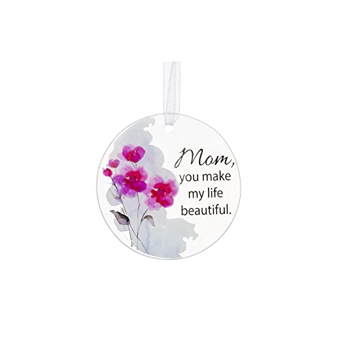 Ganz Mom, You Make My Life Beautiful Ornament, Glass, 2.75 Inches Width, 3 Inches Height, Multicolor