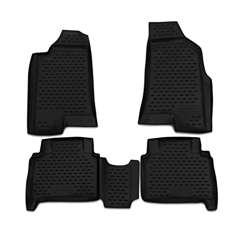 OMAC USA Floor Mats Fits Hummer H3/H3T 2006-2010 Black | Front & 2nd Row Seat 3D Liner Set | All Weather Costum Fit Heavy Duty | Car SUV Automotive Accessories