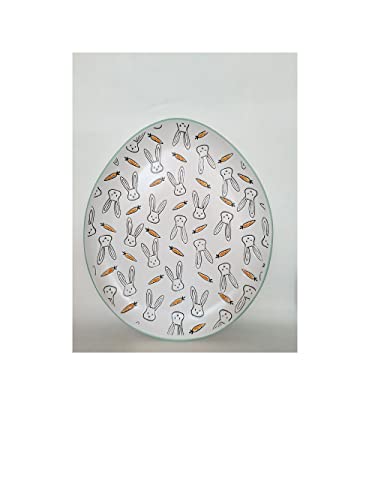 Blue Sky Clayworks 74100 Bouncing Bunny Egg Shaped Platter, 13-inch Length