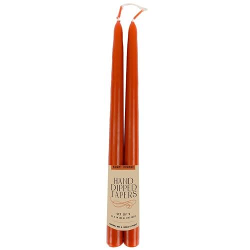 General Wax & Candle Co.. Twin Tapers, Burnt Orange, 12 inches, Set of 2