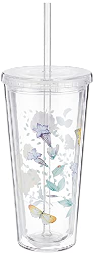 Lenox Butterfly Meadow Dinnerware Cold Cup Tumbler with Straw