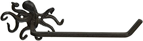 Hampton Iron K-9205-cast-iron Cast Iron Octopus Toilet Paper Holder 11" - Beach Bathroom Decor - Beach Decor - Cast Iron Decor