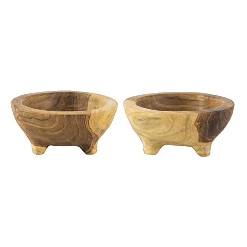 A&B Home Teak Bowl with Legs - Set of 2-6" Dia. x 3" - Natural