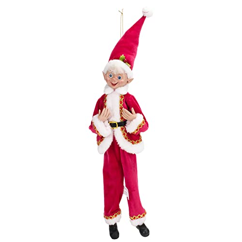 RAZ Imports 2022 Collected Christmas 16" Pink Posable Elf