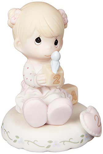 Precious Moments,  Growing In Grace, Age 2, Bisque Porcelain Figurine, Blonde Girl, 142011