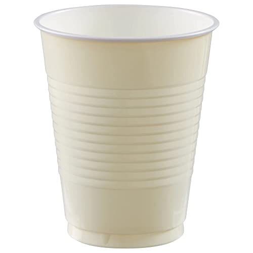 Amscan Vanilla Cream Disposable Plastic Cups -18 Ounce - Pack of 50