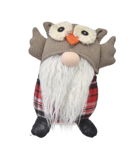 Ganz MX184394 Gnome with Owl Hat Figurine, 9-inch Height, Polyester and Sand