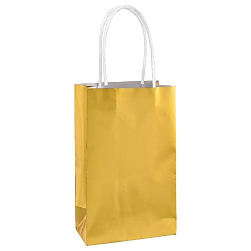 Amscan Small Paper Bag, 8 1/4"H x 5 1/8"W x 3 1/8"D, Gold