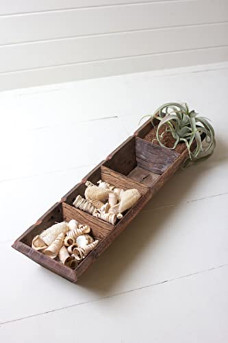 Kalalou NMCC1264 Recycled Wood Succulent Tray with 4-Section, 34-inch Length