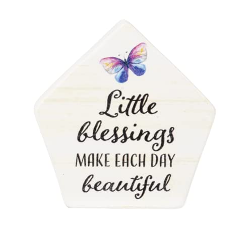 Ganz Block Talk - Little blessings make each day beautiful, Pine Wood, 2.50 Inches Width, 1 Inch Depth, Multicolor