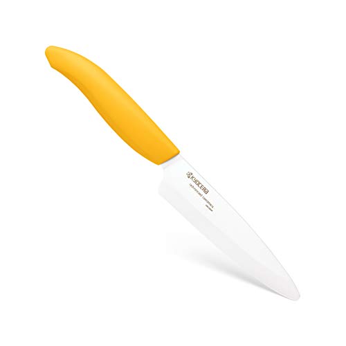 Kyocera Advanced Ceramic Revolution Series 4.5-inch Utility Knife, Yellow Handle, White Blade