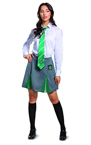 Disguise Women's Harry Potter Slytherin Skirt Adult Costume Accessory, Gray & Green, Large (12-14)
