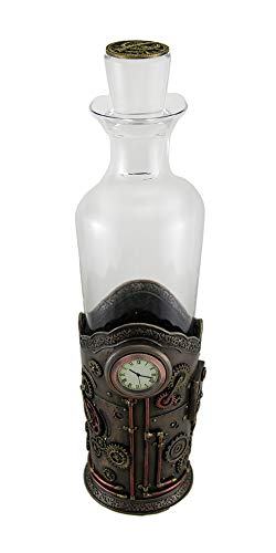 Unicorn Studio Time for Spirits Glass Spirit Decanter in Steampunk Basket with Clock