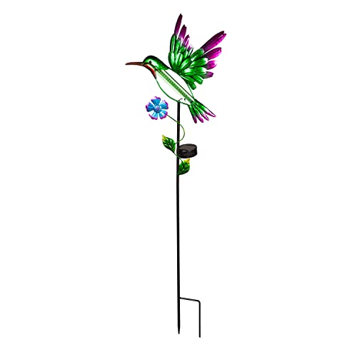 Evergreen 37" H Solar Drip Light Garden Stake, Flying Hummingbird