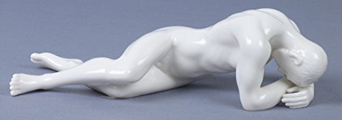 Unicorn Studio US 8.5 Inch All White Glazed Porcelain Figure Reclining Nude Male 058