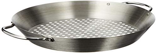 Tablecraft 12" Diameter Stainless Steel Grill Pan with Handles, Silver