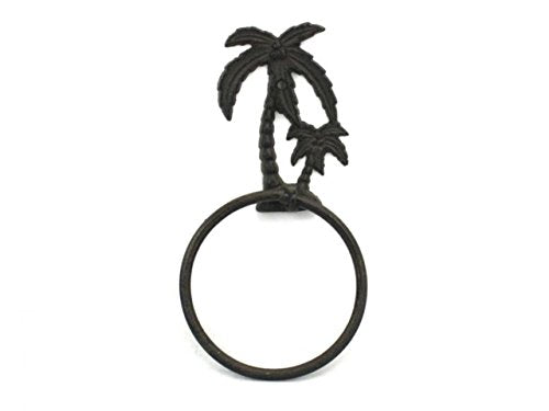 Hampton Iron Cast Iron Palm Tree Towel Holder 9" Bathroom Beach Decor