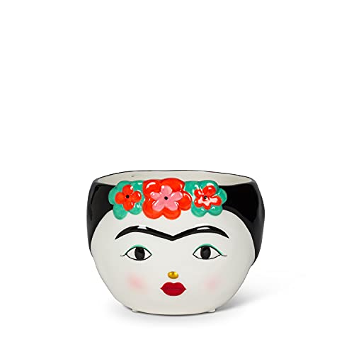 Abbott Collection  27-FRIDA-256 Lady with Flowers Low Planter, 1 EA, Ivory/Black