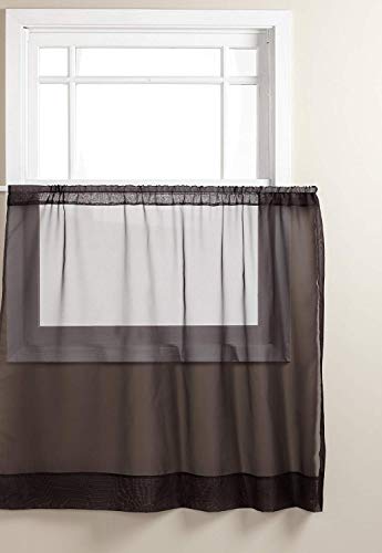 Belle Maison Stylemaster Elegance Sheer Voile, 60" X 36" | Panel, Onyx