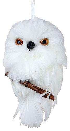 Kurt Adler White Hanging Owl With Branch Christmas Ornament