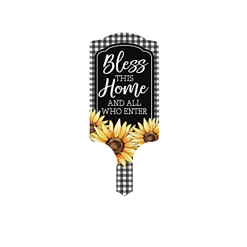 Carson Home 11946 Bless This Home and All Who Enter Garden Stake, 15.5-inch Length, UV Printed and Powder Coated Metal