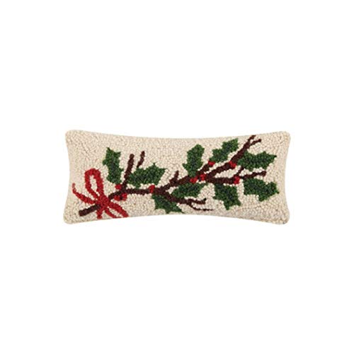 Peking Handicraft 31TG840C05OB Holly Branch Hook Pillow, 12-inch Length