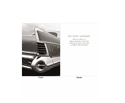 Design Design Rear Fin Of A Classic Car Card Birthday, His, Silver