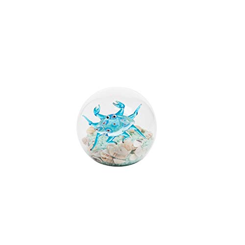 Beachcombers B22414 Glass Crab Ball with Sand and Shells, 2.95-inch High