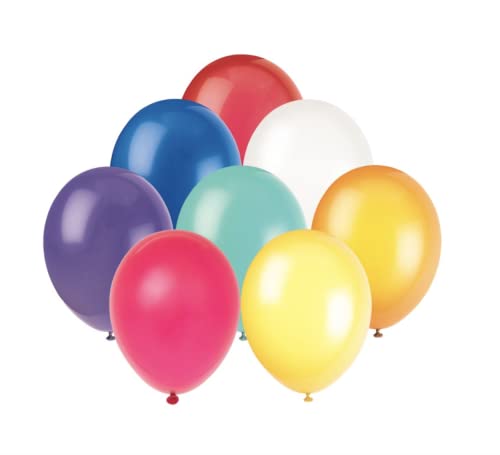 Unique Industries Unique Party Latex Balloons, 9", Assorted Colors