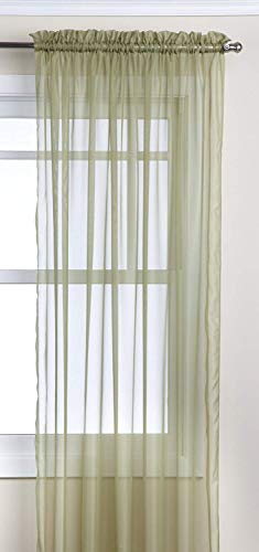 Belle Maison Stylemaster Elegance Sheer Voile, 60" X 84" | Panel, Sage