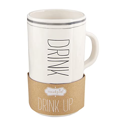 Mud Pie Tall Bistro Drink Up Mug, 18 Ounces