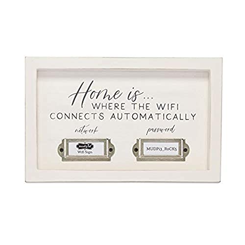 Mud Pie Home WiFi Plaque, 8" x 5", White