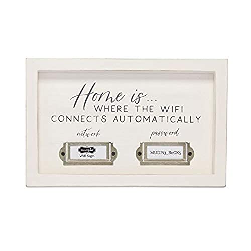 Mud Pie Home WiFi Plaque, 8" x 5", White