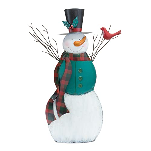 Melrose 86570 Snowman with Bird Figurine, 18.25-inch Length, Iron