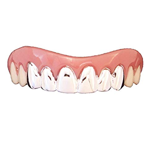 Smiffys Billy-Bob Insane Platinum Teeth, Pairs Great with Any Joker Outfit!