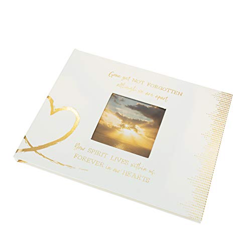 Pavilion Gift Company Gone Yet Not Forgotten Although We are Apart Your Spirit Lives Within Us Forever in Our Hearts 60 Page Memorial Guest Book with Picture Frame, Gold