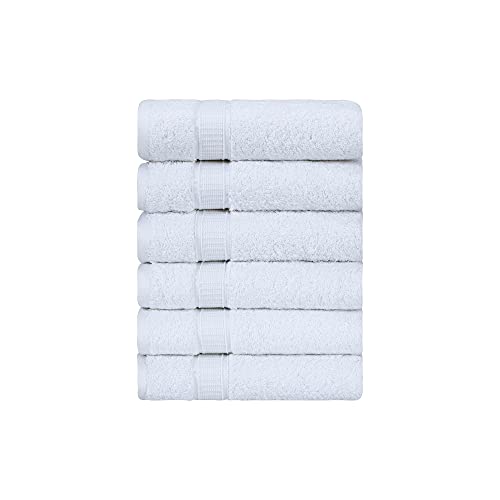 LA HAMMAM - 6 Pack 16√ì _ 28√ì Turkish Cotton Hand Towels for Bathroom, Face, Hotel, Gym, & Spa | Extra Soft Feel Fingertip, Quick Dry and Highly Absorbent Luxury Premium Quality Towel Set - White