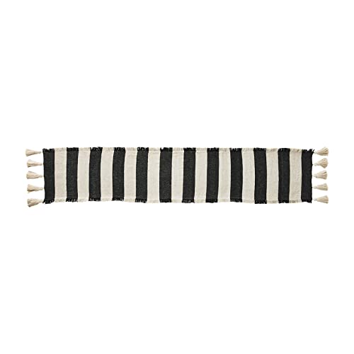 Mud Pie Black Ponchaa Table Runner, 18" x 90", Stripes