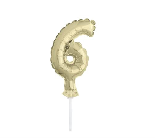Unique Industries Unique 57266 Gold Foil Number 6 Party Balloon Cake Topper 1 ct 5"
