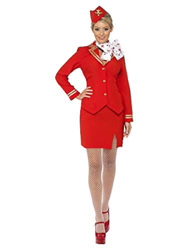 Smiffys womens Trolley Dolly Costume, Red, L - US Size 14-16