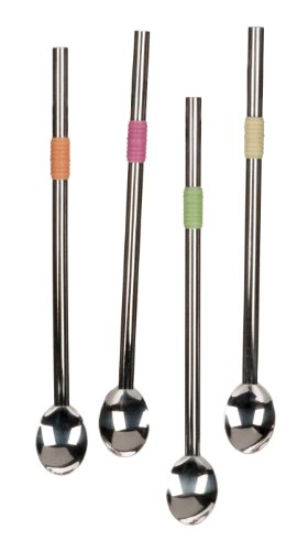 RSVP International Endurance 18/8 Stainless Steel Spoon-Straw, Set of 4