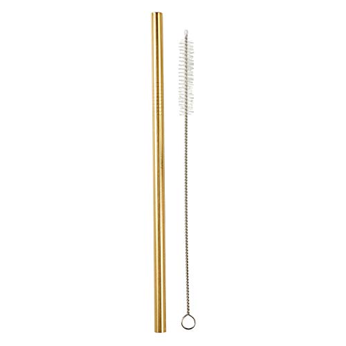 Creative Brands Santa Barbara Design Studio Lili + Delilah Reusable Straw and Brush Set, 8.5-inches, Gold Stainless Steel