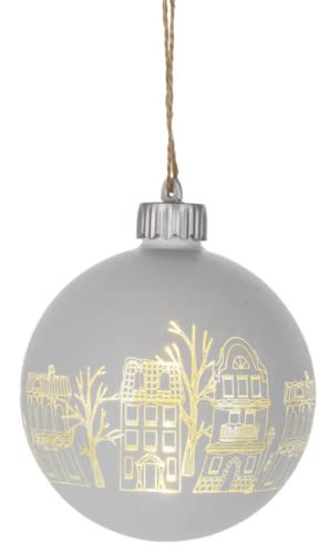 Ganz MX181850 LED Light Up Cityscape Ball Ornament, 4.38-inch Height, Glass