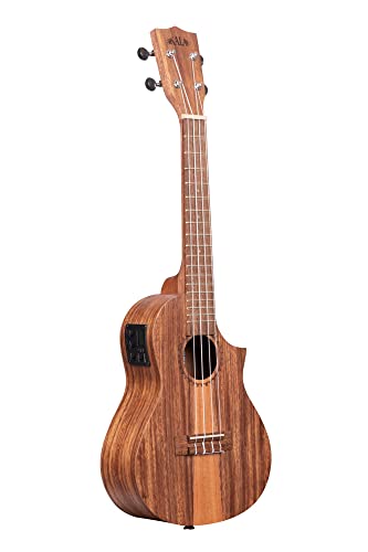 KALA Teak Tri-Top Concert Ukulele with Cutaway and EQ Included Padded Gig Bag