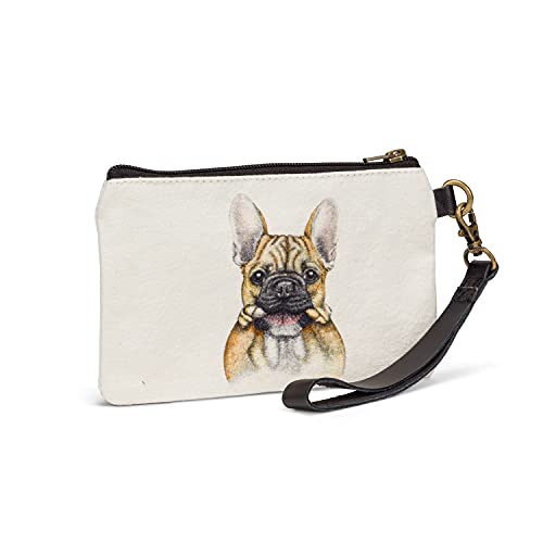 Abbott Collection  96-POUCH-CN-11 Bruce Bulldog Zip Pouch with Strap, White/Black