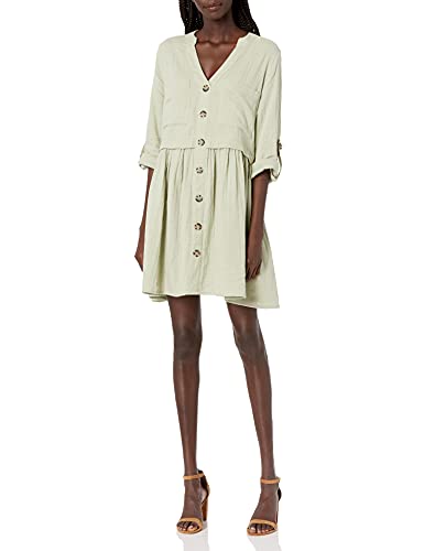 Mud Pie Women's Addison Button-Down Dress, Large, Green