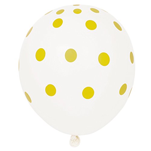 Unique Industries 12" Latex Gold Polka Dot Balloons, 6ct
