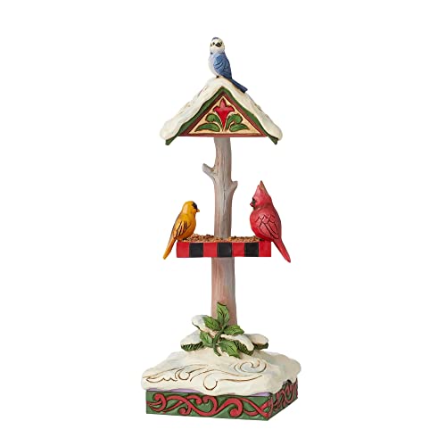 Enesco Jim Shore Heartwood Creek Christmas Bird Feeder Figurine, 7.08 Inch, Multicolor