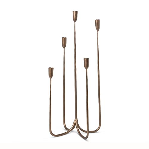 Park Hill Collection Forged Iron Candelabra with Forged Brass Finish EAB20708